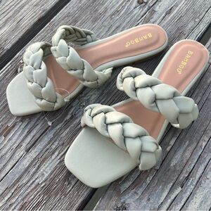 Bamboo Women's Braided Sandals Olive Green Women Summer Sandals Size 7.5